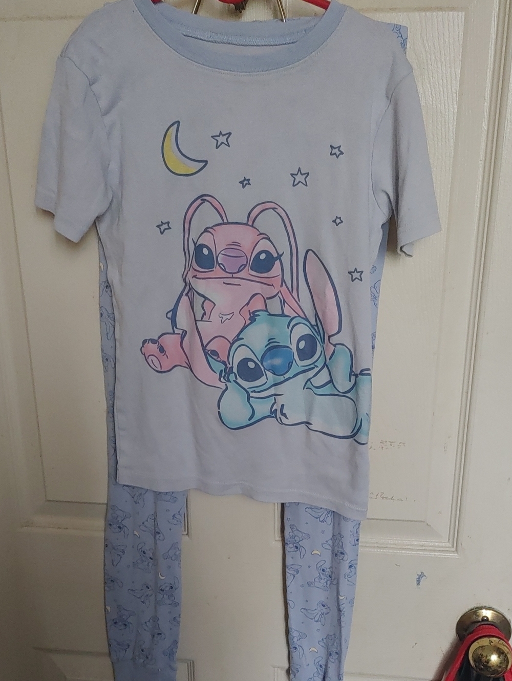 Carter's Light Blue Stitch & Angel PJs with Moon and Stars